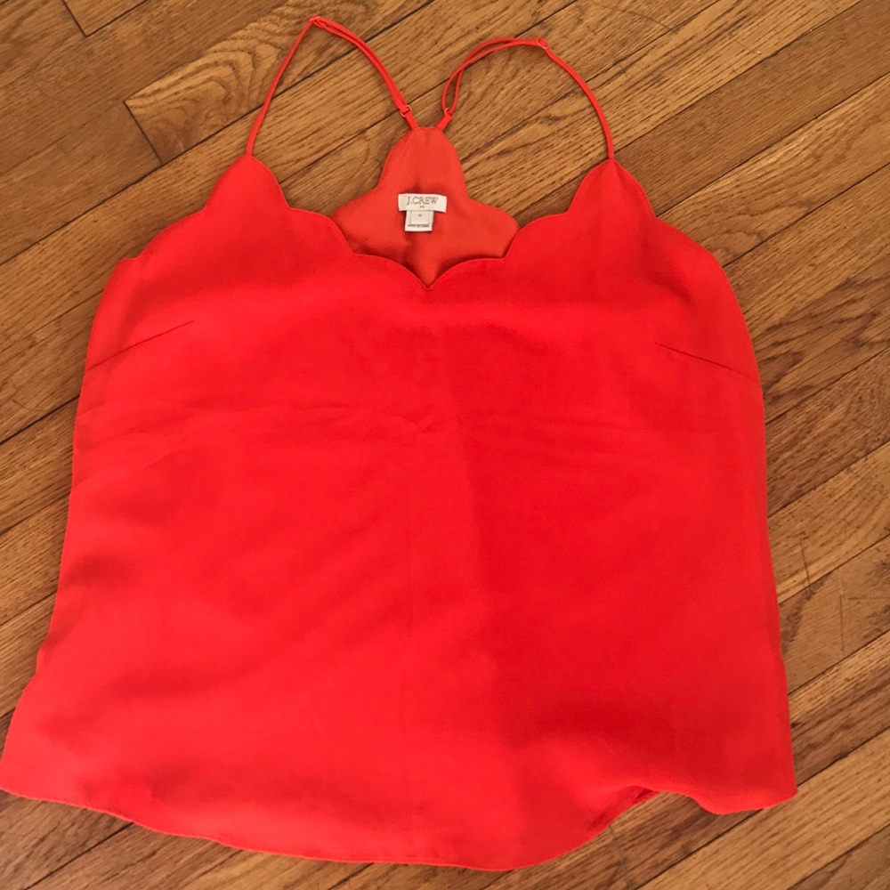 Orange Jcrew Scalloped Tank